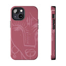 Abstract Line Face Tough Phone Case | Blush Pink Minimalist Art