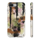 Watercolor Ink Splash Tough Phone Case — Abstract Olive, Blush & Charcoal Protective Cover
