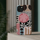 Abstract Floral Magnetic Phone Case — Impact-Resistant Protective Cover with Pink & Teal Collage Design