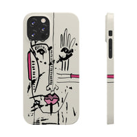 Abstract Face Line Art Slim Phone Case | Minimal Pink Accent