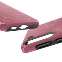 Abstract Line Face Tough Phone Case | Blush Pink Minimalist Art