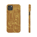 Abstract Face Line Art Slim Phone Case | Minimalist Brown Sketch