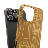 Abstract Face Line Art Slim Phone Case | Minimalist Brown Sketch