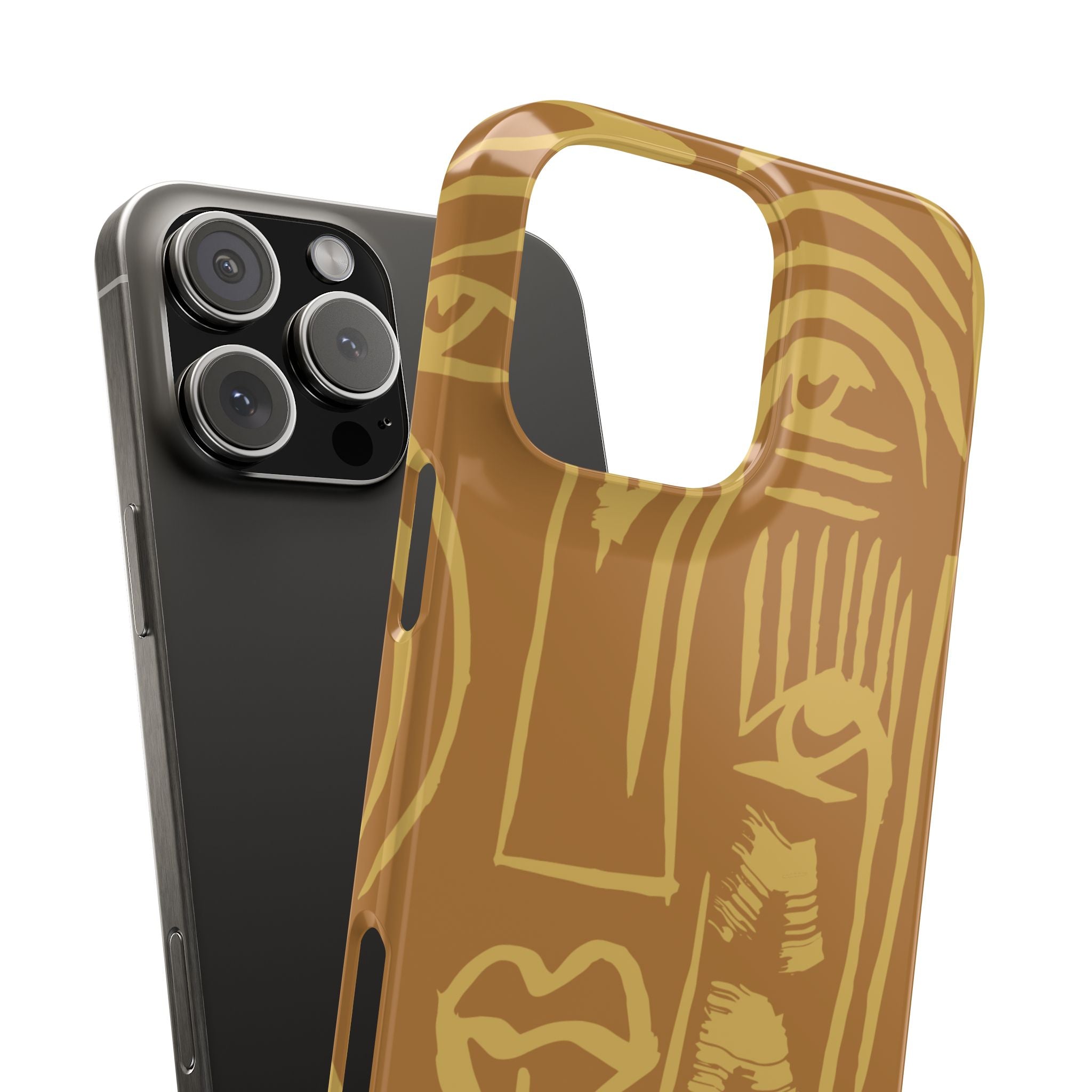 Abstract Face Line Art Slim Phone Case | Minimalist Brown Sketch