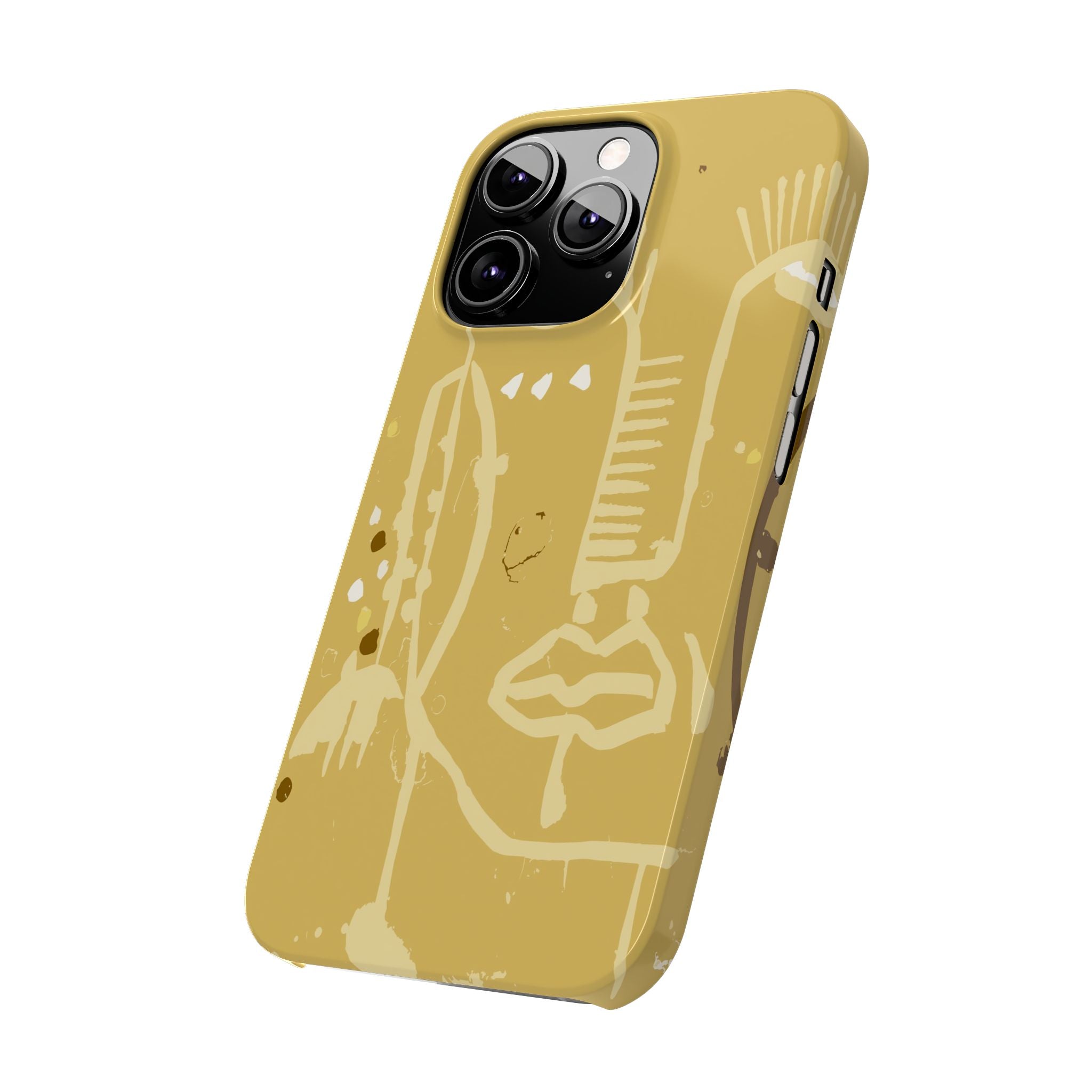 Abstract Line Face Slim Phone Case | Minimalist Art, Mustard Yellow