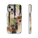 Watercolor Ink Splash Tough Phone Case — Abstract Olive, Blush & Charcoal Protective Cover