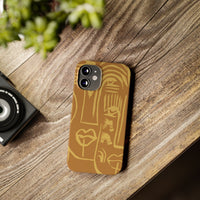 Abstract Face Line Art Slim Phone Case | Minimalist Brown Sketch