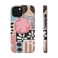 Abstract Floral Magnetic Phone Case — Impact-Resistant Protective Cover with Pink & Teal Collage Design