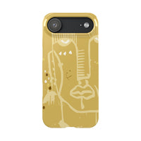 Abstract Line Face Slim Phone Case | Minimalist Art, Mustard Yellow