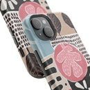 Abstract Floral Magnetic Phone Case — Impact-Resistant Protective Cover with Pink & Teal Collage Design