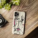 Abstract Face Line Art Slim Phone Case | Minimal Pink Accent