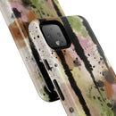 Watercolor Ink Splash Tough Phone Case — Abstract Olive, Blush & Charcoal Protective Cover