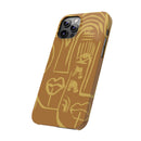 Abstract Face Line Art Slim Phone Case | Minimalist Brown Sketch