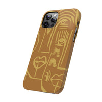 Abstract Face Line Art Slim Phone Case | Minimalist Brown Sketch