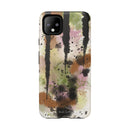 Watercolor Ink Splash Tough Phone Case — Abstract Olive, Blush & Charcoal Protective Cover