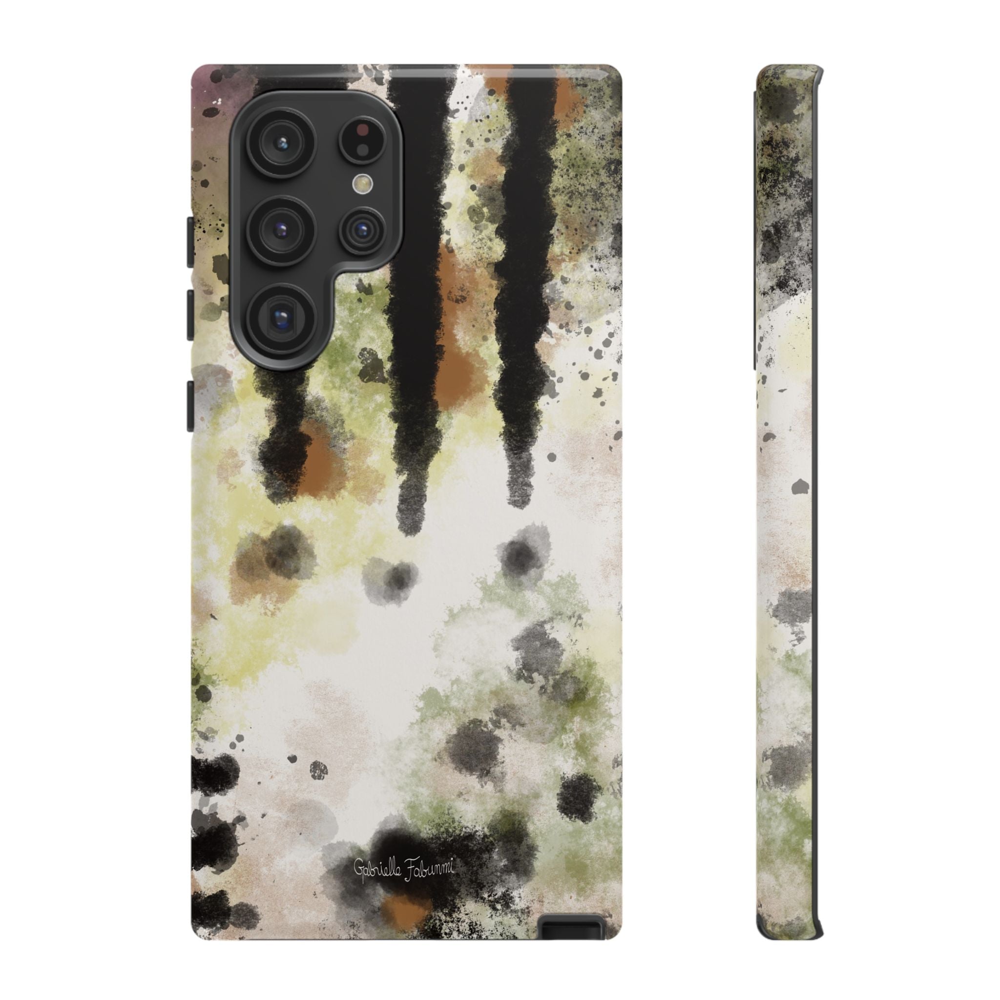 Abstract Camouflage Tough Phone Case — Watercolor Drip Design