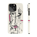 Abstract Face Line Art Slim Phone Case | Minimal Pink Accent