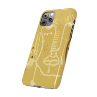 Abstract Line Face Slim Phone Case | Minimalist Art, Mustard Yellow