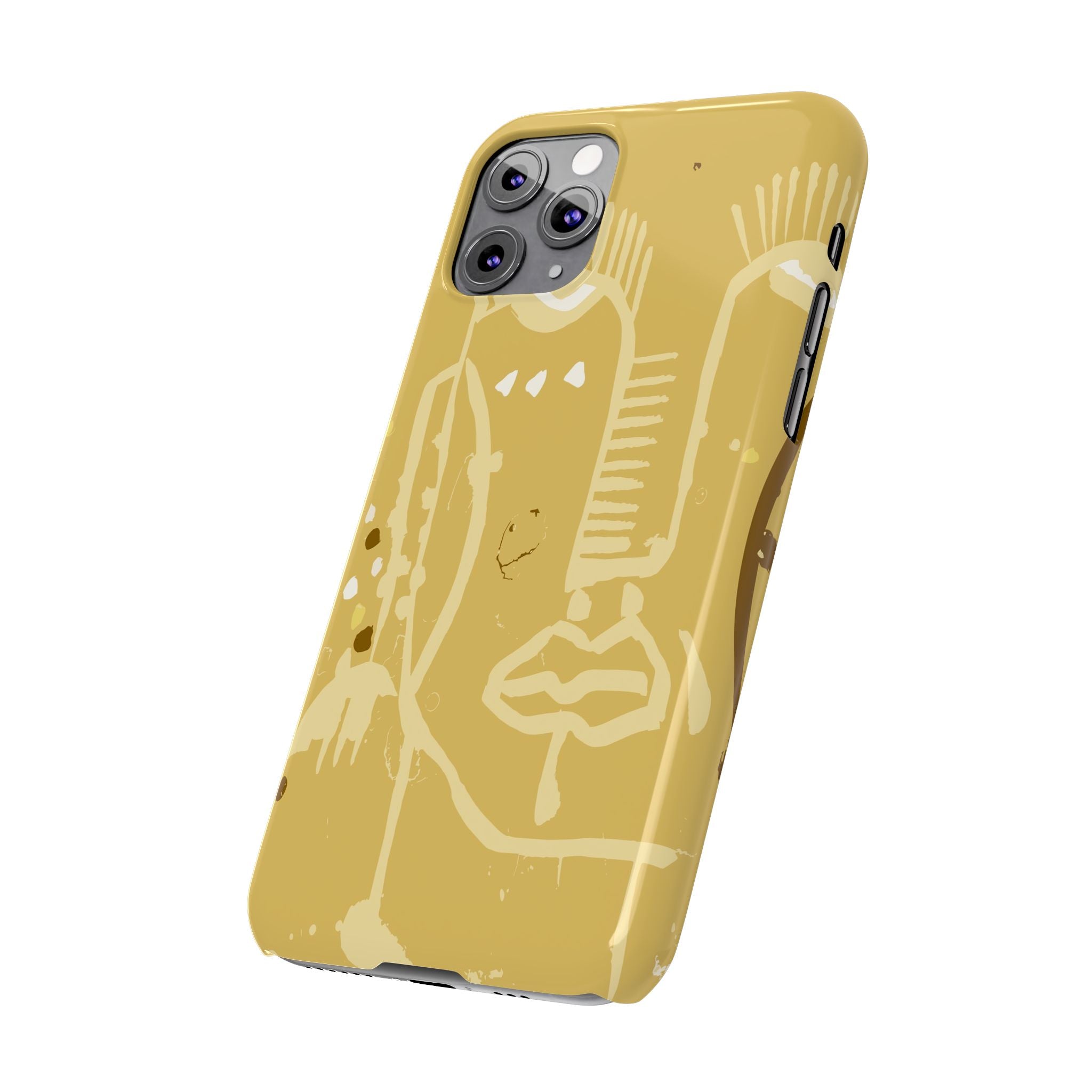 Abstract Line Face Slim Phone Case | Minimalist Art, Mustard Yellow