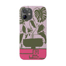 Slim Phone Case — Retro Monstera Plant Pink Green Botanical Design