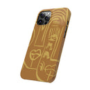 Abstract Face Line Art Slim Phone Case | Minimalist Brown Sketch