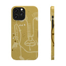 Abstract Line Face Slim Phone Case | Minimalist Art, Mustard Yellow