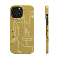 Abstract Line Face Slim Phone Case | Minimalist Art, Mustard Yellow