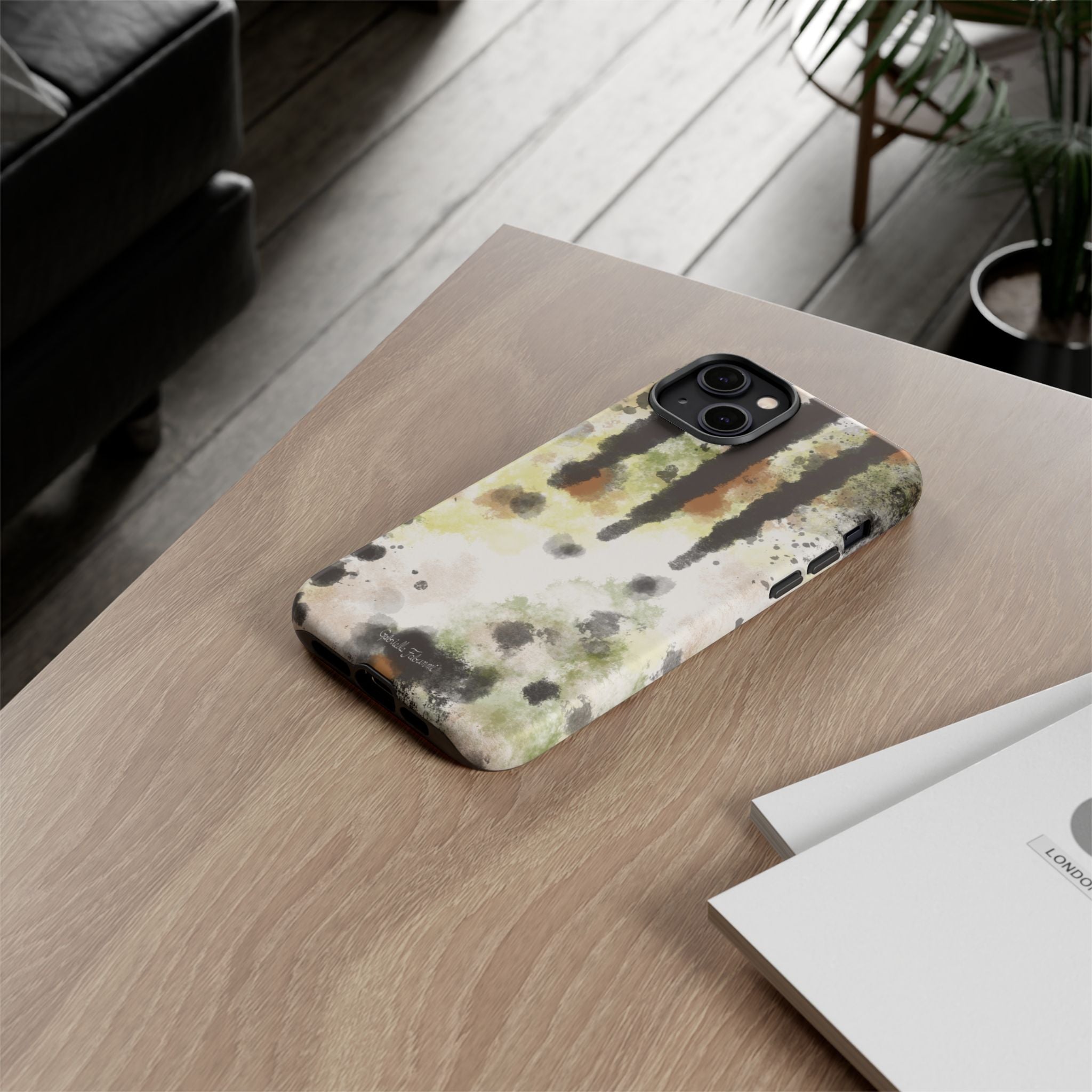 Abstract Camouflage Tough Phone Case — Watercolor Drip Design