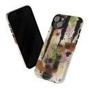 Watercolor Ink Splash Tough Phone Case — Abstract Olive, Blush & Charcoal Protective Cover