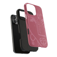 Abstract Line Face Tough Phone Case | Blush Pink Minimalist Art