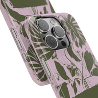 Slim Phone Case — Retro Monstera Plant Pink Green Botanical Design