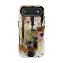 Watercolor Ink Splash Tough Phone Case — Abstract Olive, Blush & Charcoal Protective Cover