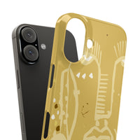 Abstract Line Face Slim Phone Case | Minimalist Art, Mustard Yellow
