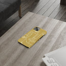Abstract Line Face Slim Phone Case | Minimalist Art, Mustard Yellow