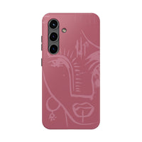 Abstract Line Face Tough Phone Case | Blush Pink Minimalist Art