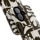 Floral Block Print Tough Phone Case — Black & White Botanical Protective Cover