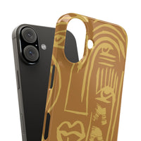 Abstract Face Line Art Slim Phone Case | Minimalist Brown Sketch