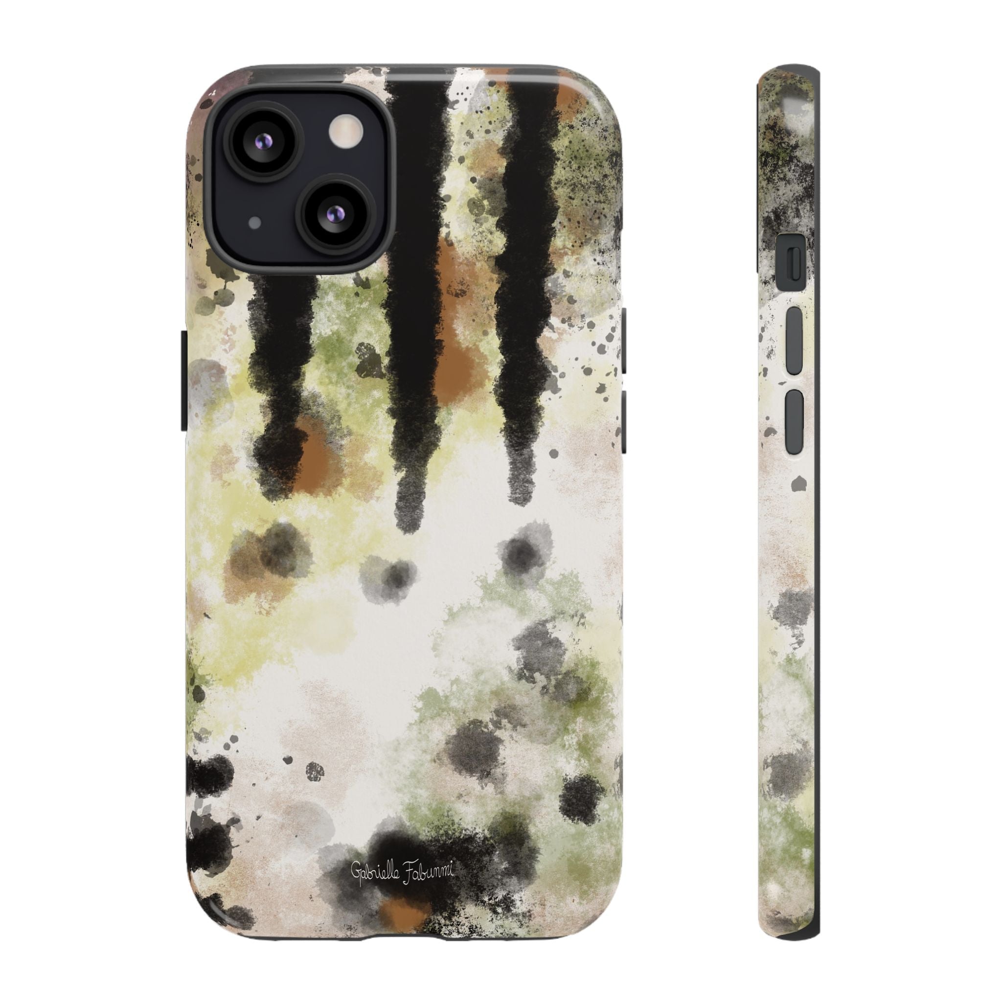 Abstract Camouflage Tough Phone Case — Watercolor Drip Design