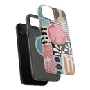 Abstract Floral Magnetic Phone Case — Impact-Resistant Protective Cover with Pink & Teal Collage Design