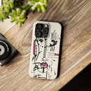 Abstract Face Line Art Slim Phone Case | Minimal Pink Accent