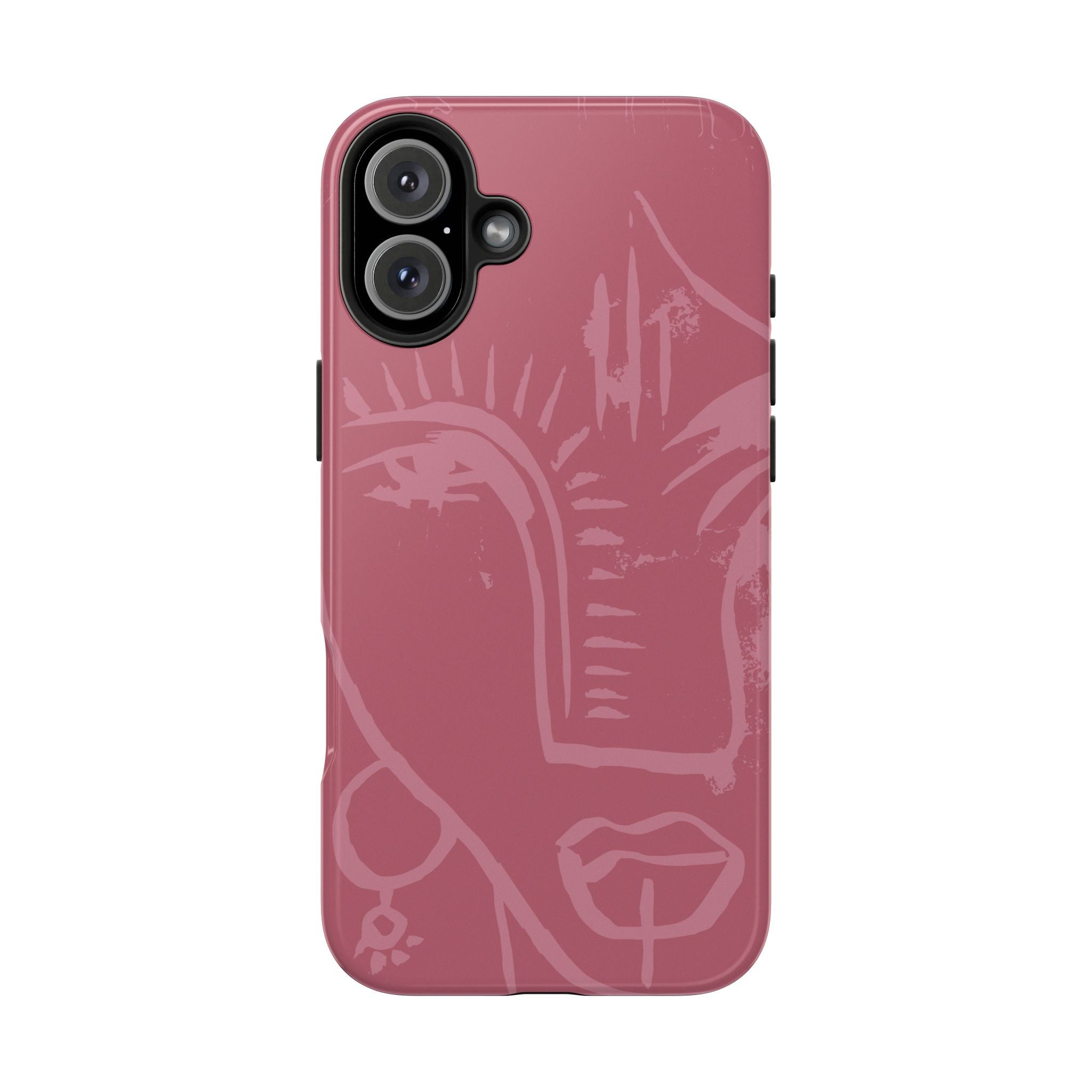 Abstract Line Face Tough Phone Case | Blush Pink Minimalist Art