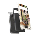 Watercolor Ink Splash Tough Phone Case — Abstract Olive, Blush & Charcoal Protective Cover