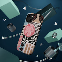 Abstract Floral Magnetic Phone Case — Impact-Resistant Protective Cover with Pink & Teal Collage Design