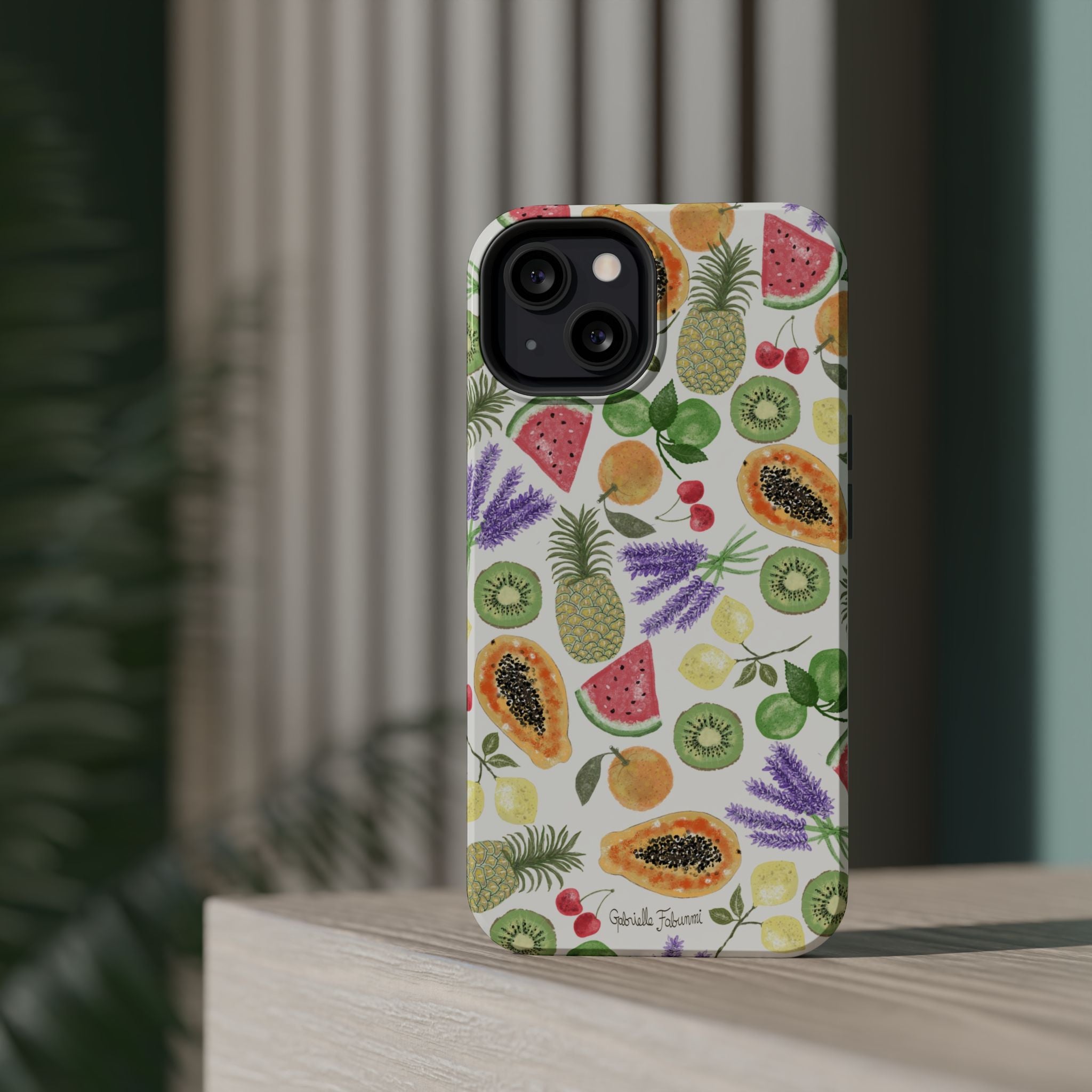Tropical Fruit Magnetic Impact Phone Case — Watercolor Kiwi, Papaya & Watermelon
