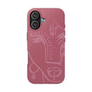Abstract Line Face Tough Phone Case | Blush Pink Minimalist Art
