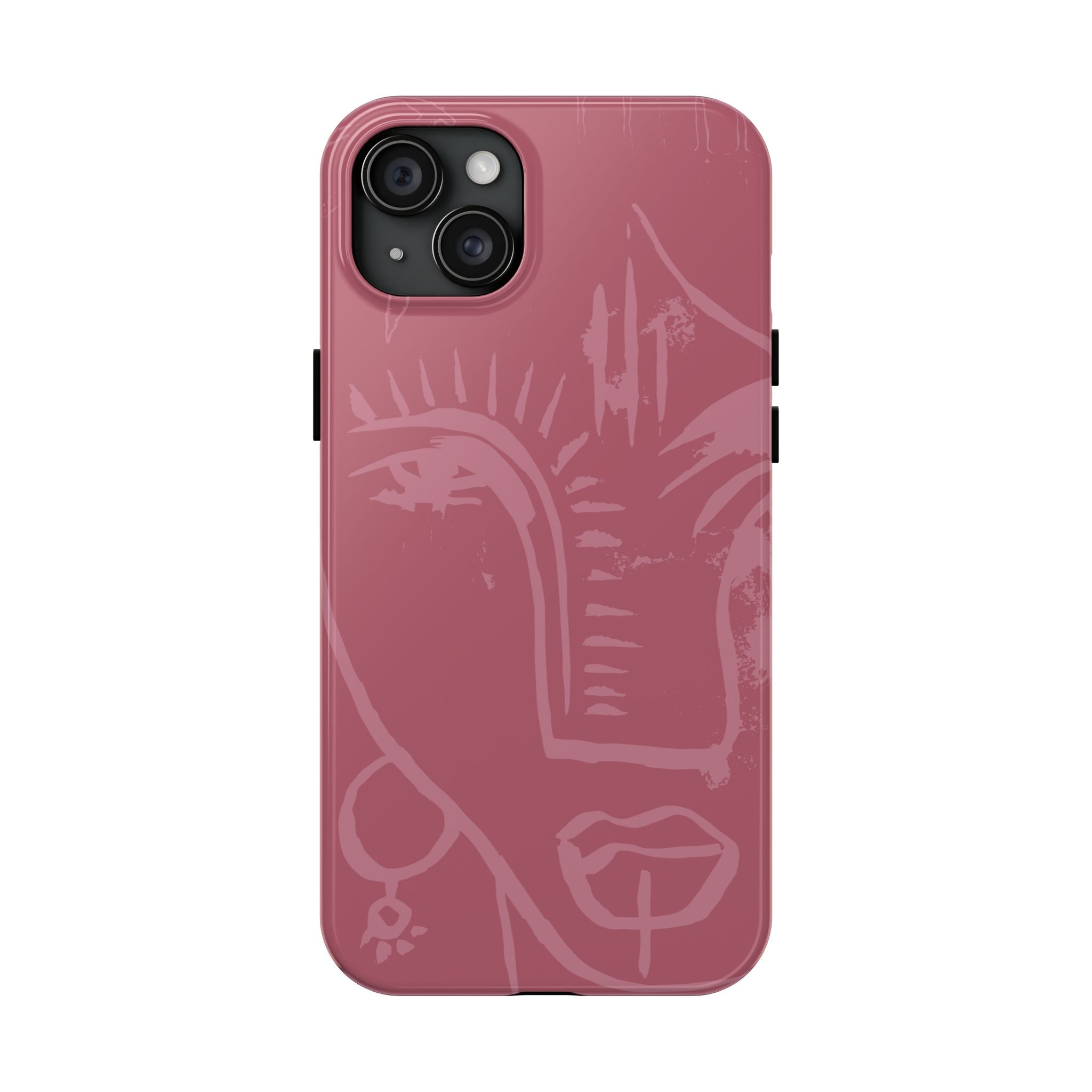 Abstract Line Face Tough Phone Case | Blush Pink Minimalist Art