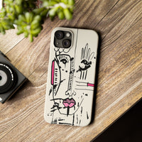 Abstract Face Line Art Slim Phone Case | Minimal Pink Accent