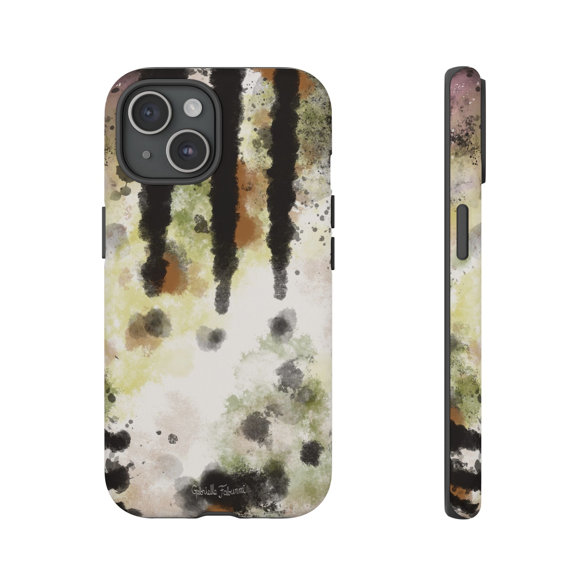 Abstract Camouflage Tough Phone Case — Watercolor Drip Design