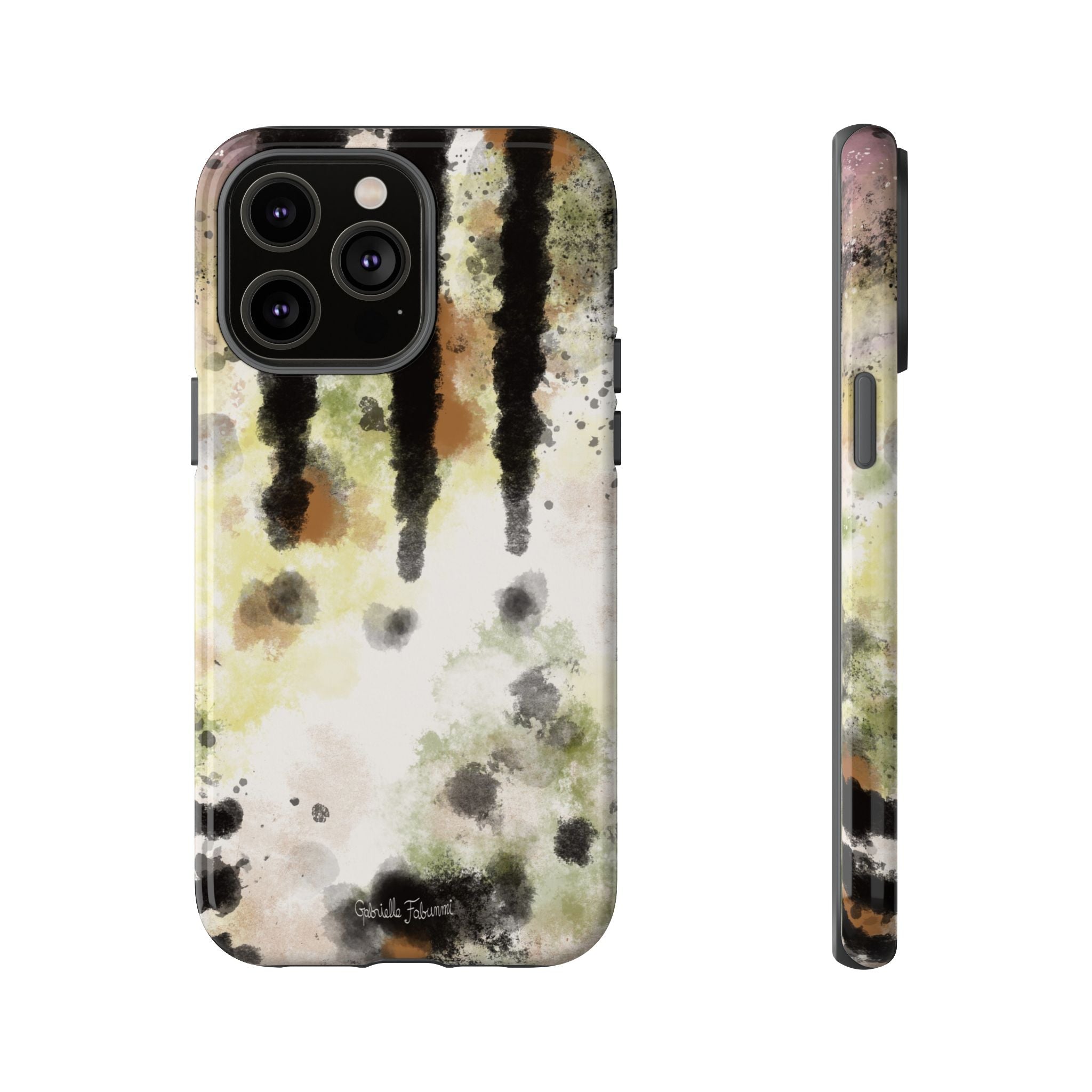 Abstract Camouflage Tough Phone Case — Watercolor Drip Design