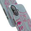 Abstract Line Face Slim Phone Case | Minimalist Portrait, Dusty Blue & Rose